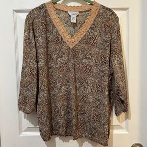 AVENUE BROWN SHEER TOP